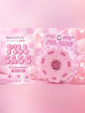 Pink Pill Case Organizer - Portable -Pink